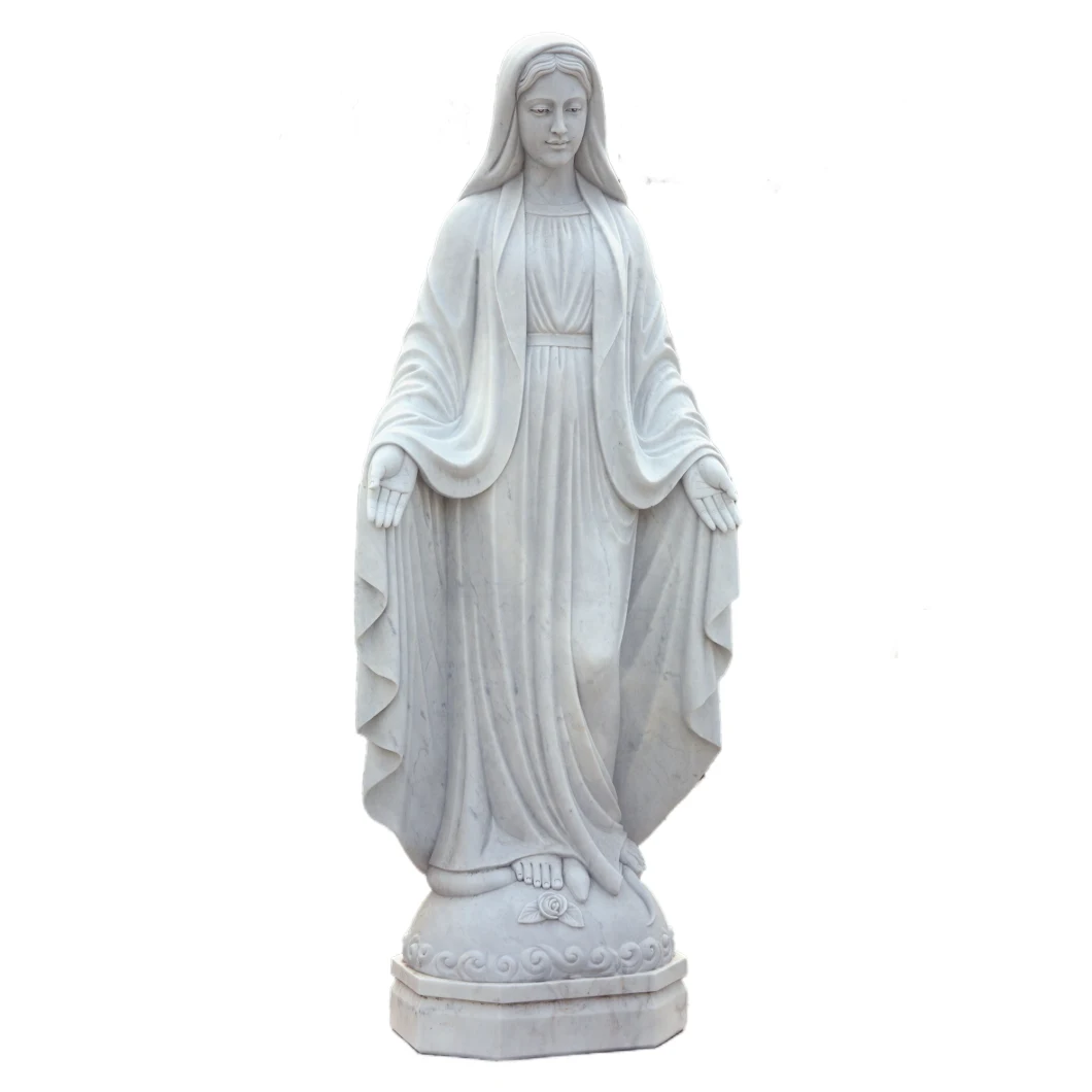 White Marble Stone Carving Sculpture Mary Statue Crossing