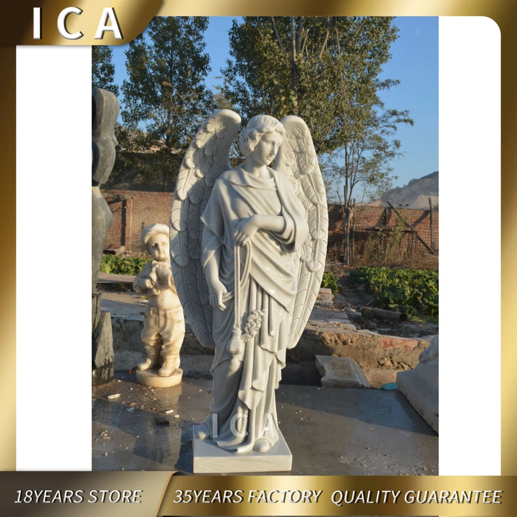 Beautiful White Marble Tombstone Angel Statue Design