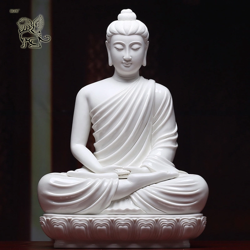 Factory Life Size Garden Meditation White Marble Stone Buddha Statues Home Decor Sculpture