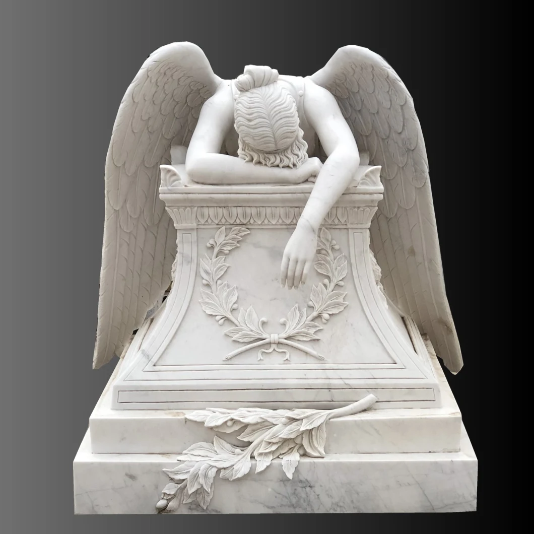 Crying Angle Carving Monument White Marble Tombstone