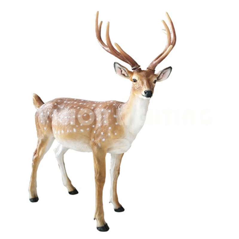 Life Size Art Craft Fiberglass Reindeer Statue with Light