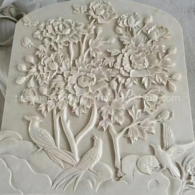 Stone Wall Relief Sculpture Marble Flower Carvings