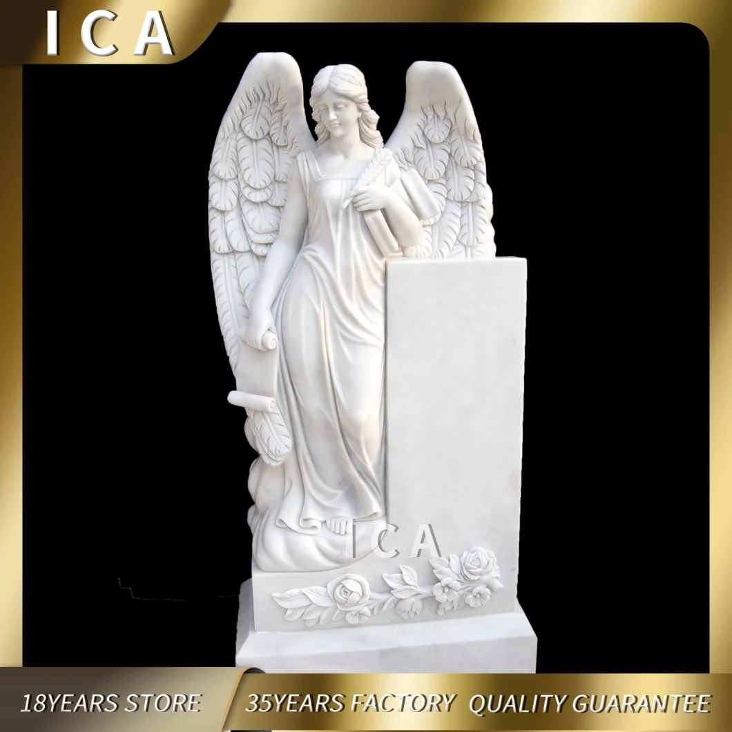 White Granite Marble Angel Heart Headstone Monument Tombstone