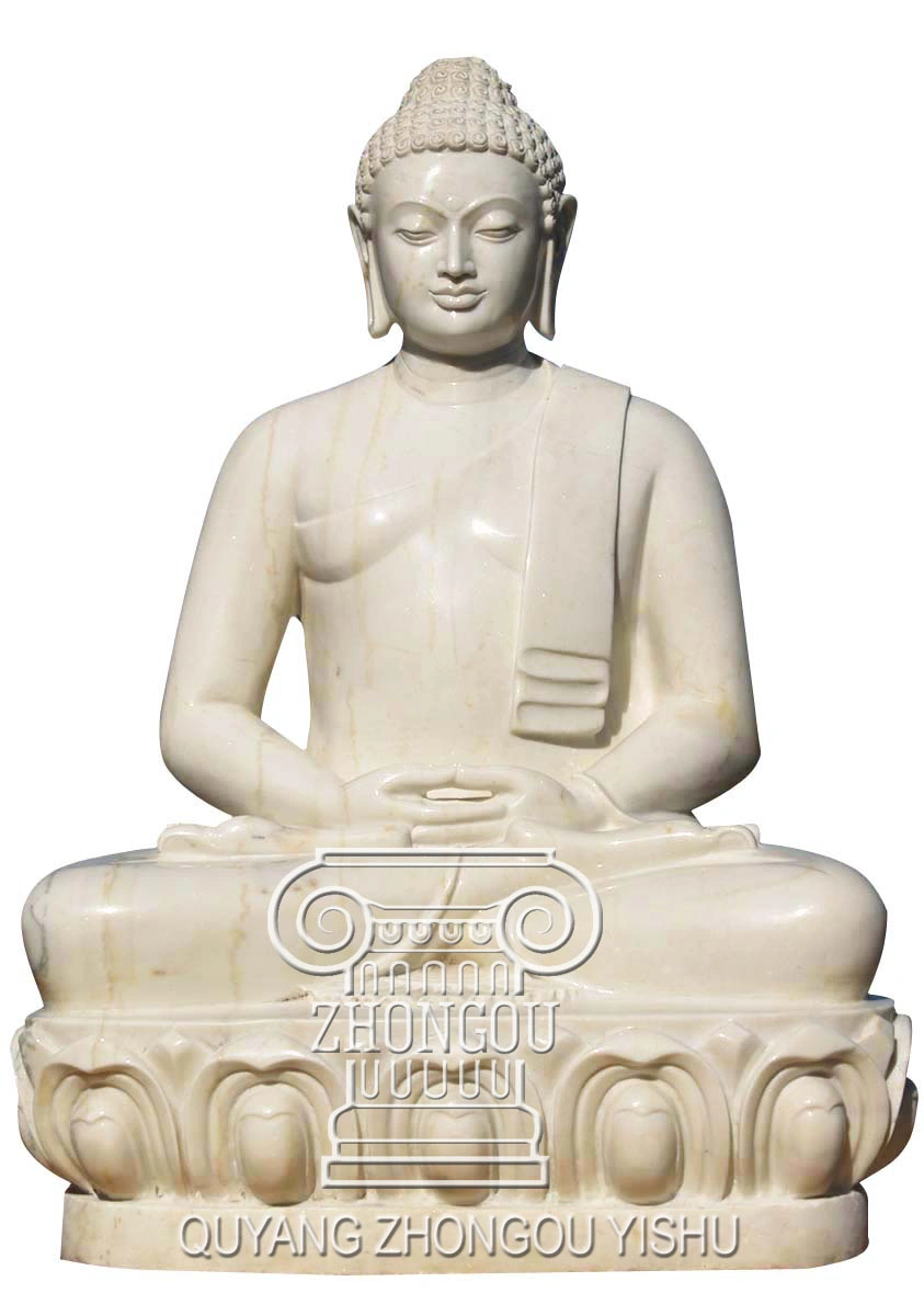 Decoration Pure White Marble Sitting Buddha Sculpture