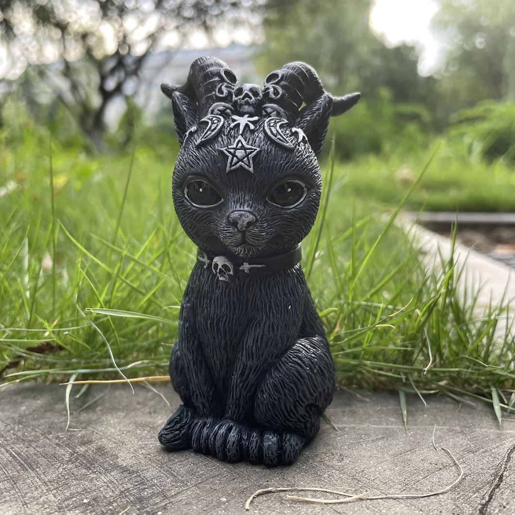 Garden Decoration Witch Punk Cat Sculpture Gothic Resin Craft Halloween